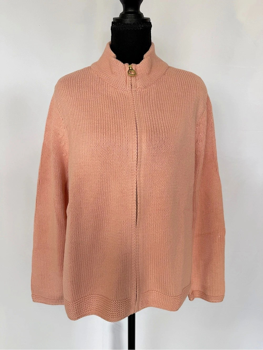 J.Jill Pink Zip-Front Sweater Size LP NWT